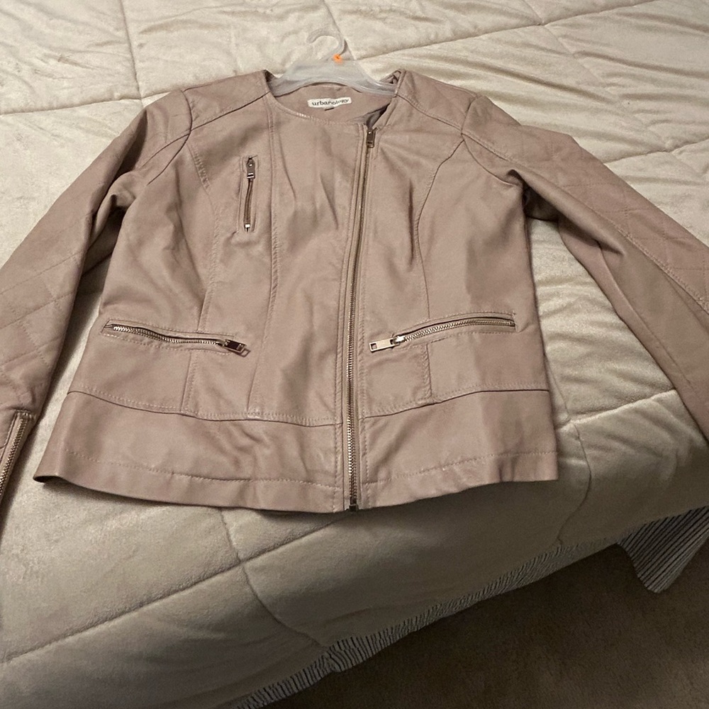 Urbanology Beige Faux Leather Moto Jacket - Picture 5 of 15